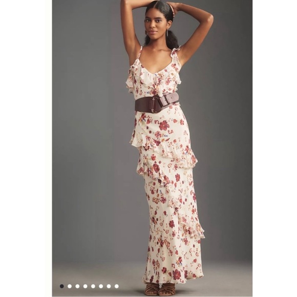 Anthropologie Let Me Be Sleeveless Ruffle Maxi Dress 6P NWT - Picture 2 of 12